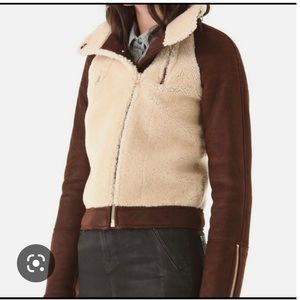 J Brand Cream and Brown Teddy Jacket